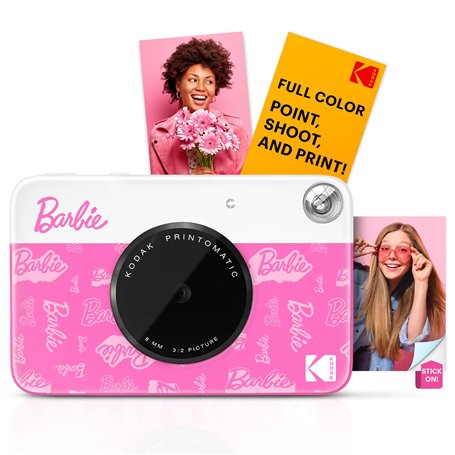 Barbie x Kodak Printomatic Appareil Photo Numérique Couleur – Appareil Photo Portable Barbie 5MP Imprime Photos Autocollantes 2x
