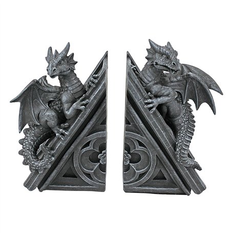 Design Toscano Château du Dragon Décor Gothique Statues Décoratives Serre-livres