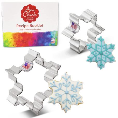 Ann Clark Cookie Cutters Ensemble de 2 emporte-pièces flocon de neige de Noël avec livret de recettes