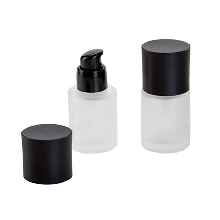 Lot de 2 flacons vides de 30 ml en verre dépoli avec bouchon anti-poussière noir pour produits cosmétiques