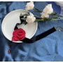 Resweky Vintage Velvet Choker Collier Fleur Rouge Collier Colliers Court Party Colliers Accessoires Bijoux Réglable pour les Fem