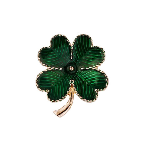 Clataly Green Lucky four Leaf Clover broche Vintage émail femmes fille broche