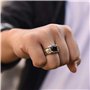 CYSJ Bague, Vintage Véritable 925 Argent Sterling Bague en Pierre Noire Homme Femme Vierge Marie Anneaux Zircone Cubique Onyx Bi
