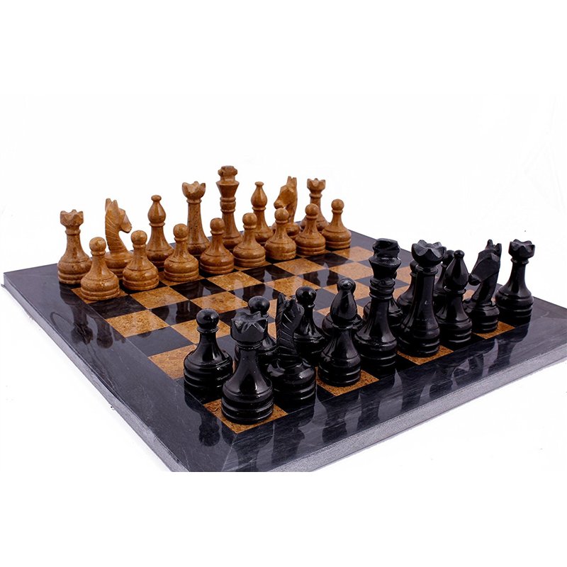 RADICALn Jeu d'Échecs le Plus Populaire 15 Pouces Corail Fossile et Marron Foncé Fait Main - Style Classique Staunton Décoration Maison