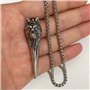 Collier Viking Pendentif Tête de Loup Celtique, Odin Dent de Loup Bijoux en Acier Inoxydable Cadeau Amulette Punk Vintage Nordiq