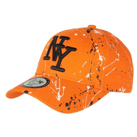 Hip Hop Honour Casquette NY Orange Noire et Blanche Look Tags Streetwear Baseball Paynter - Mixte