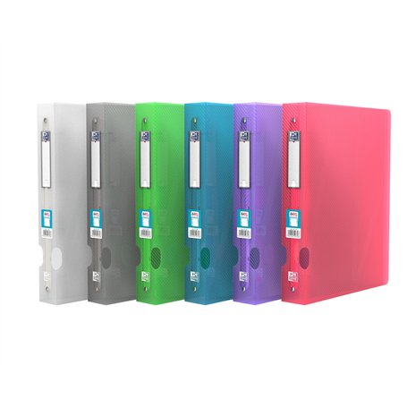 OXFORD 1 Classeur Hawaï A4XL Dos 40mm 4 Anneaux Ronds Couverture Polypro Couleur Aléatoire