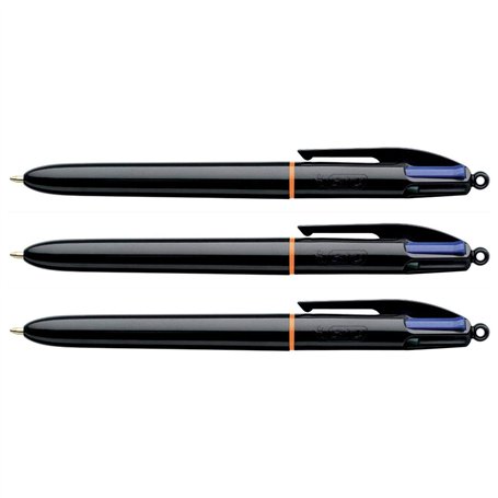 BIC Lot de 3 Stylos bille 4 COLOURS PRO Noir Pointe Moy. 4 Couleurs classiques