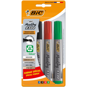 BIC Marking 2300 ECOlutions Marqueurs Permanents à Pointe Moyenne Biseautée - Couleurs Assorties