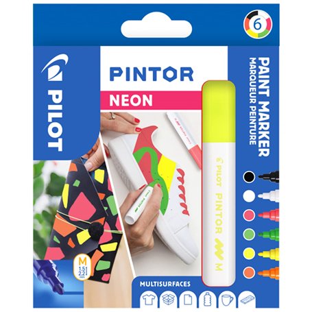 PILOT - Pochette de 6 Pintor - Marqueurs Peinture Multi-Supports à Base d’Eau