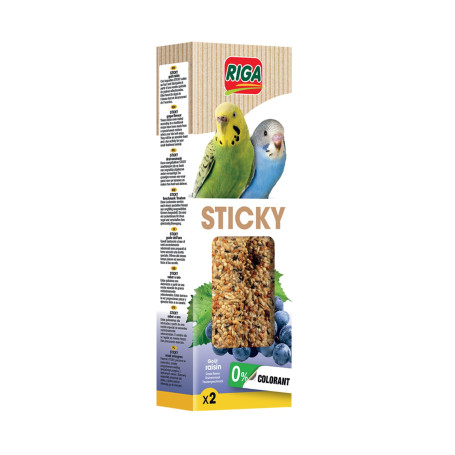 RIGA - Barres De Sticky Aux Fruits De Pays - Nourriture pour Perruches - Baguettes Graines Cuites Au Four - Raisin - Vitamines E