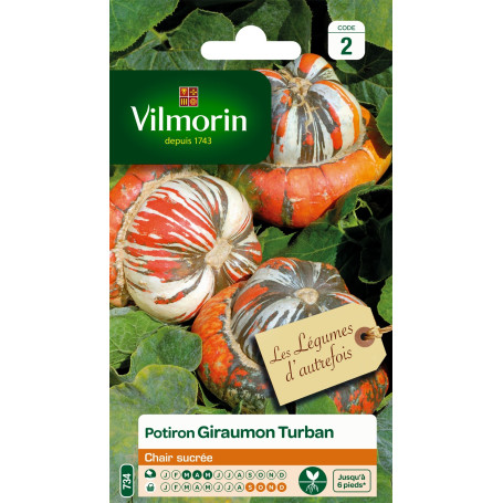 Vilmorin 3489042 Pack de Graines Potiron Giraumon Turban