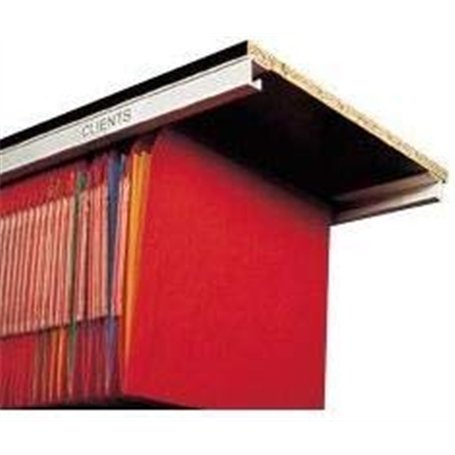 Jeu de 2 Rails 76cm support dossiers suspendus (dossiers suspendus non fournis) en aluminium à visser sous tablette bois