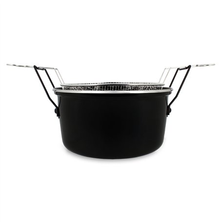 MENASTYL - Friteuse du Nord 28cm en acier émaillé noir et bord chrome - Panier inclus
