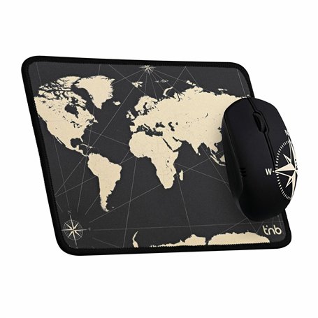 Souris et Tapis de Souris Gaming T'NB TNB TRAVEL Noir Mappemonde