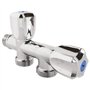 Robinet à clapet double sorties M1/2" pour machine à laver - Sorties M3/4" - Corps en laiton chromé - Install