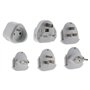 Zenitech - Lot de 6 adaptateurs de Voyage 5 Prises mâles + 100 Pays - Pochette Offerte - Blanc