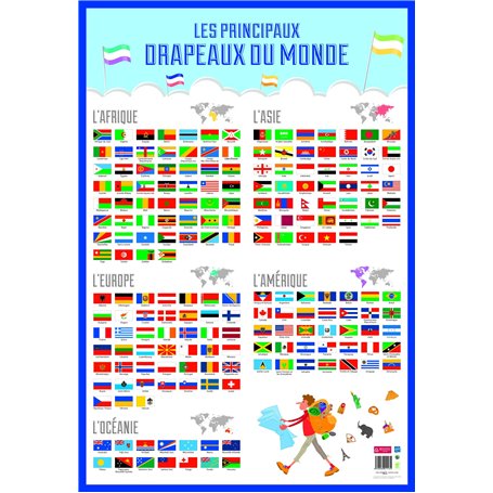 Poster pédagogique Drapeaux du Monde BOUCHUT 52 x 76 cm