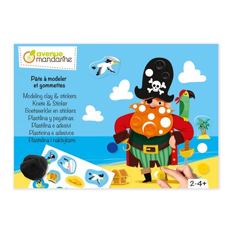 MY MANDARINE KC169C - Coffret créatif enfant - PATES A MODELER ET GOMMETTES - À partir de 2 ans - PIRATES
