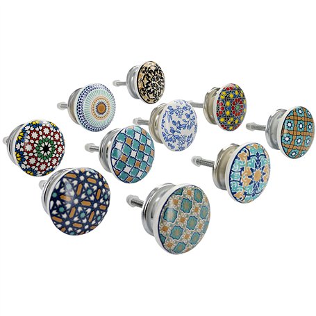 Lot de 10 boutons de porte en céramique Énergie Positive VI