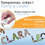 Aladine - 26 Tampons Lettres Alphabet avec Encreur - Tampons Enfant dès 4 ans - Stampominos - Encre Lavable – Pour Écrire Mots P