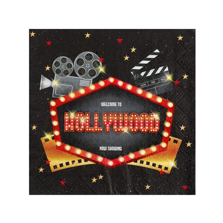 20 Serviettes papier Hollywood 33 x 33 cm - Multicolore - Taille Unique