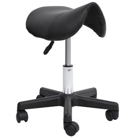 HOMCOM Tabouret de massage tabouret selle ergonomique pivotant 360° hauteur réglable revêtement synthétique noir