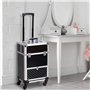 HOMCOM Valise Trolley Maquillage Mallette cosmétique Vanity poignée télescopique réglable 34L x 25l x 62H cm alu. Noir