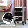 HOMCOM Valise Trolley Maquillage Mallette cosmétique Vanity poignée télescopique réglable 34L x 25l x 62H cm alu. Noir