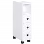 HOMCOM Meuble Bas Colonne Rangement Salle de Bain à roulettes Blanc dim. 18L x 30l x 68