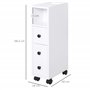HOMCOM Meuble Bas Colonne Rangement Salle de Bain à roulettes Blanc dim. 18L x 30l x 68,5H cm