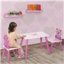 HOMCOM Ensemble Table et chaises Enfant Design Princesse Motif Couronne Bois pin MDF Rose