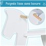 HOMCOM Cheval à Bascule en Bois - Jeu à Bascule avec Poignées, Repose-Pied et Butées - MDF Contreplaqué Blanc et Bois Naturel
