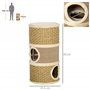 PawHut tonneau à gratter pour Chat Arbre à Chat sisal Naturel et herbiers Marins recouvert de Peluche 37,5 x 37,5 x 70 cm Kaki e