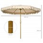 Outsunny Parasol de jardin Parasol droit Parasol inclinable rond Ø 264 cm avec volants tissu polyester haute densité anti-UV mât