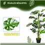 Outsunny Plante Artificielle modèle Monstera Arbre Artificiel avec 21 Feuilles en Pot Ciment, intérieur ou extérieur, dim. Ø16 x