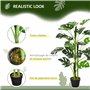 Outsunny Plante Artificielle modèle Monstera Arbre Artificiel avec 21 Feuilles en Pot Ciment, intérieur ou extérieur, dim. Ø16 x