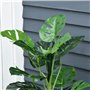 Outsunny Plante Artificielle modèle Monstera Arbre Artificiel avec 21 Feuilles en Pot Ciment, intérieur ou extérieur, dim. Ø16 x
