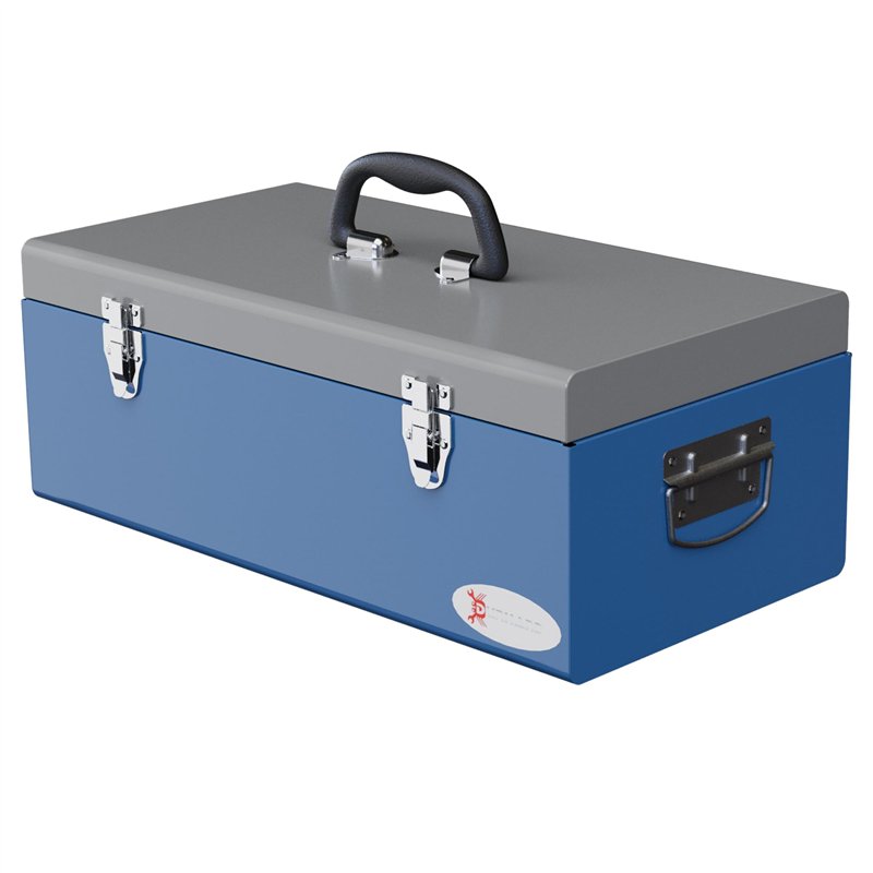 Ancienne Boîte à Outils En Métal Bleu – Rangement – 11 Pouces – Occasion