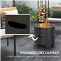 Outsunny Brasero sans fumée Foyer à Bois extérieur Rond Portable en métal avec Pot intérieur en Acier Inoxydable tisonnier poign