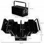 DURHAND Boite à outils métallique - coffret à outils - caisse à outils 3 niveaux 5 plateaux rétractables - tôle acier noir