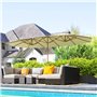 Outsunny Parasol de jardin double 455 x 265 cm, parasol de jardin extérieur, manivelle, poteau en acier, polyester 180g/m², abri