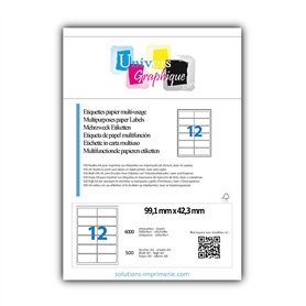 6000 étiquettes 99.1 x 42.3 mm soit 500 planches de 12 étiquettes adresse pour laser