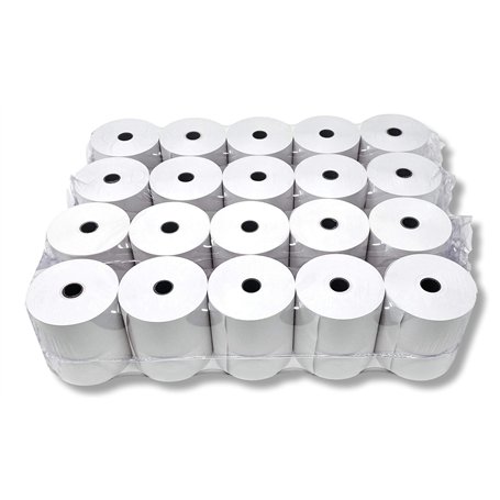 20 Rouleaux papier AUTOCOPIANT 2 PLIS blanc + jaune 76 x 70 x 12 pour caisse enregistreuse bobine papier carboné 2 feuillets feu