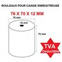 20 Rouleaux papier AUTOCOPIANT 2 PLIS blanc + jaune 76 x 70 x 12 pour caisse enregistreuse bobine papier carboné 2 feuillets feu