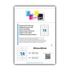 1400 étiquettes autocollantes 105 x 42 mm - 100 feuilles A4 avec 14 étiquettes adresse 105 x 42.3 mm - Pour étiquetage domestiqu