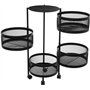Resserre 4 Paniers Rotatifs Sur Roues En Acier Noir | H 75 Cm X D 30 Cm | Etagère De Rangement Cuisine, Salle De Bain, Bureau...
