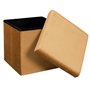 HOME DECO FACTORY Coffre Pouf Pliable Rangement Gain de Place Velours Cotele Jaune