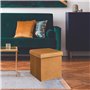 HOME DECO FACTORY Coffre Pouf Pliable Rangement Gain de Place Velours Cotele Jaune