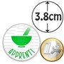 Badgmania Badge Magnétique 3.8cm Apprenti Préparateur en Pharmacie Mortier Vert Fond Blanc Identifiant Pharmacie